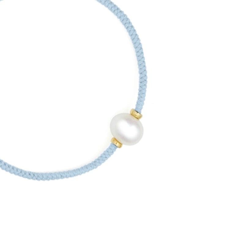 8mm freshwater pearl adjustable tassel bracelet on recycled plastic coloured thread