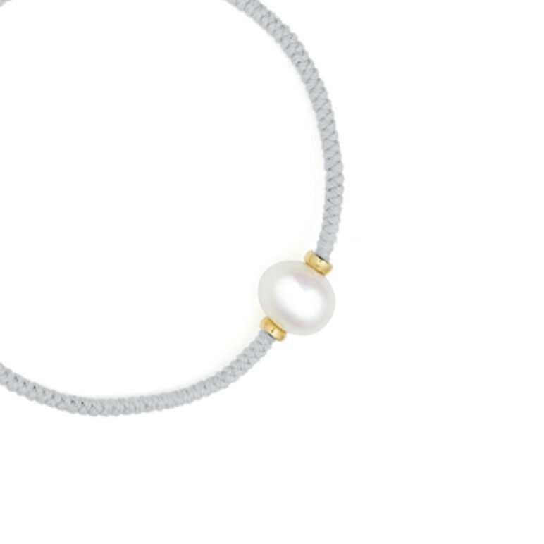 8mm freshwater pearl adjustable tassel bracelet on recycled plastic coloured thread