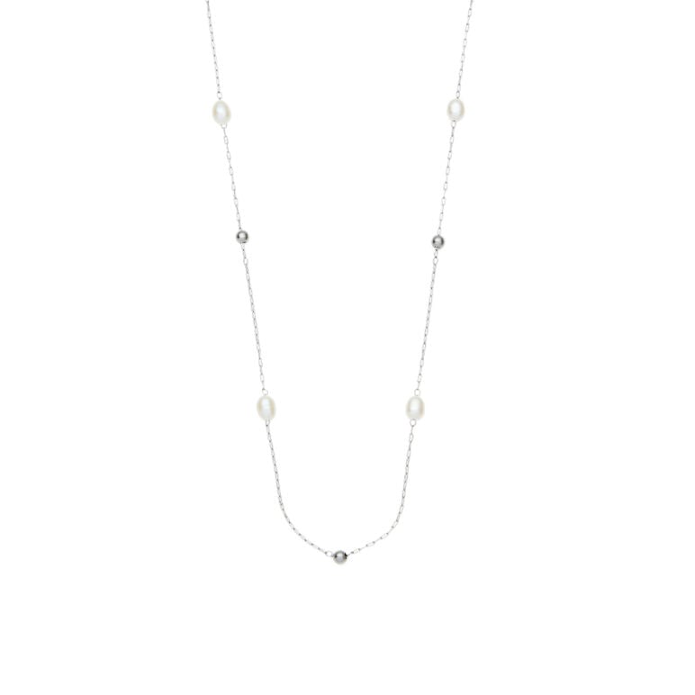 3mm freshwater pearl and stainless steel necklace chain