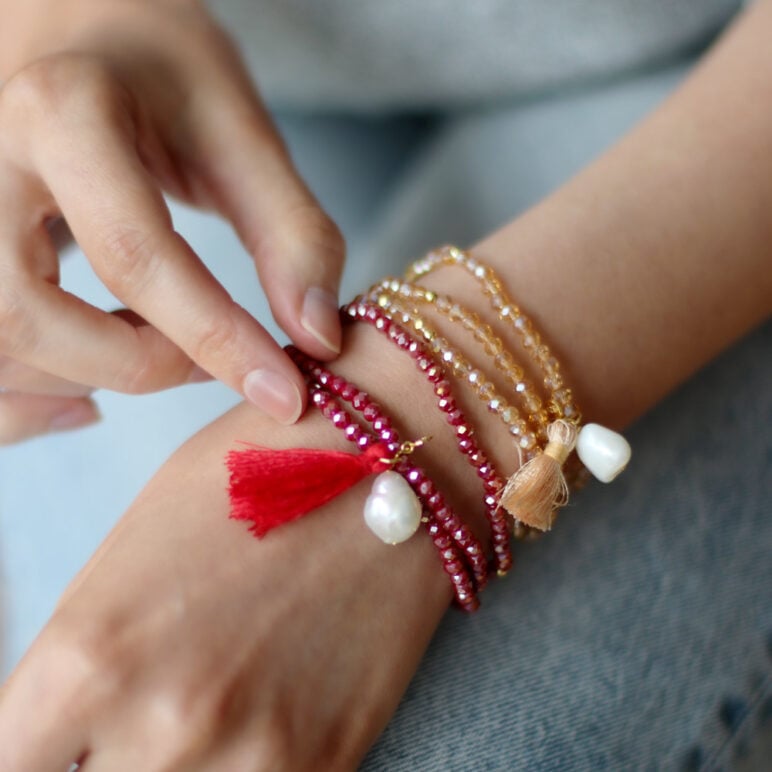 12mm white baroque freshwater pearl crystal yellow gold plate sterling silver necklace or bracelet on elastic