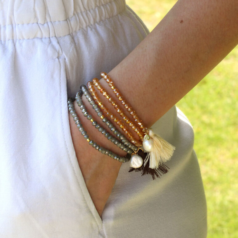 12mm white baroque freshwater pearl crystal yellow gold plate sterling silver necklace or bracelet on elastic