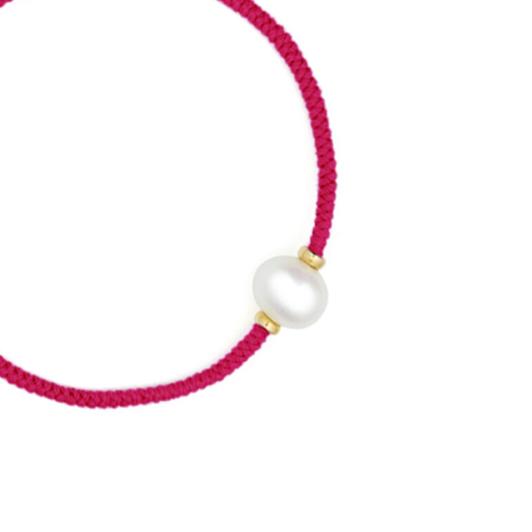 8mm freshwater pearl adjustable tassel bracelet on recycled plastic coloured thread