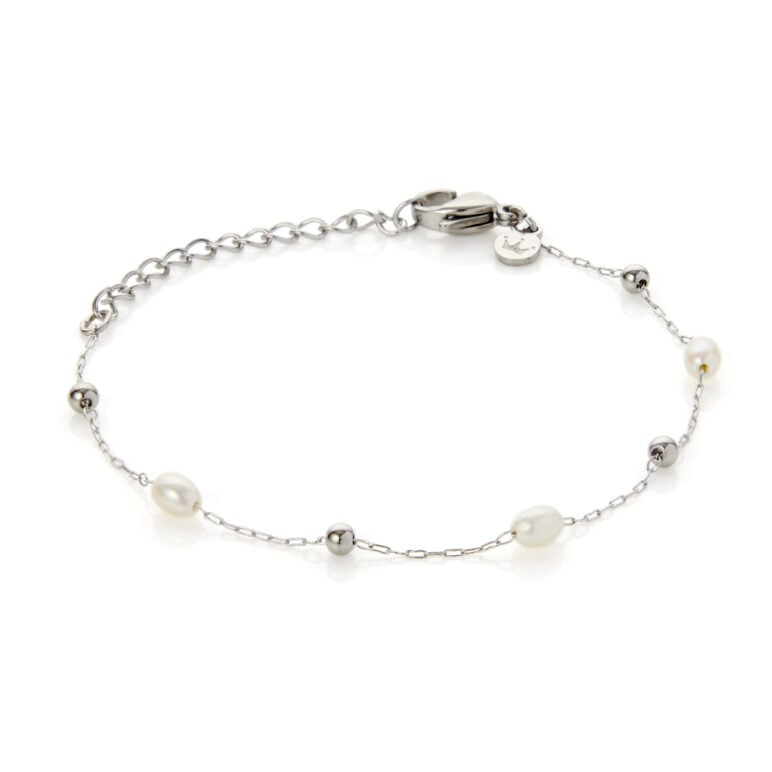 3mm freshwater pearl and stainless steel anklet