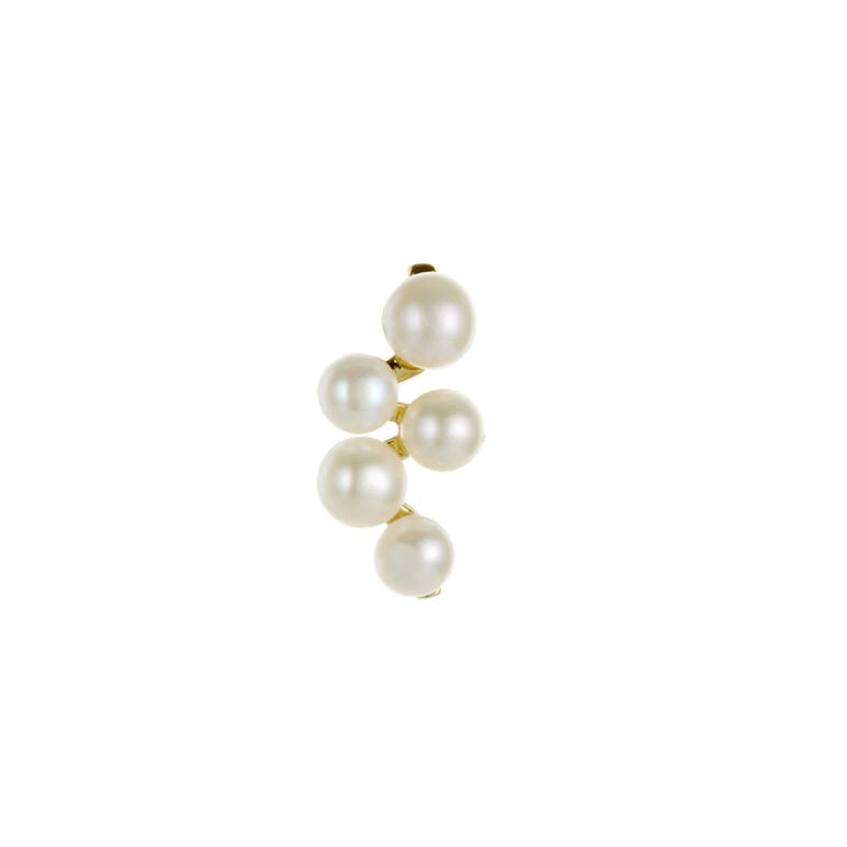 3-4mm Freshwater button and Keshi pearls set on yellow gold-plated Sterling Silver silver stud