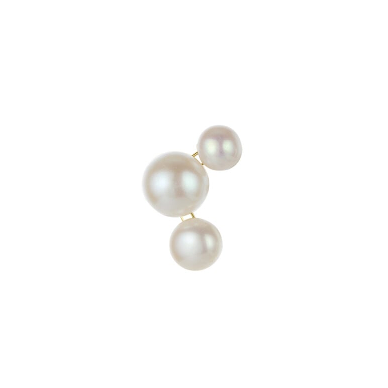 3-5mm Freshwater button and Keshi pearls set on yellow gold-plated Sterling Silver stud earring
