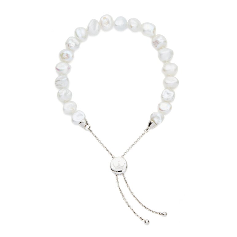 Freshwater Keshi Pearl bracelet on Silver Slider Chain