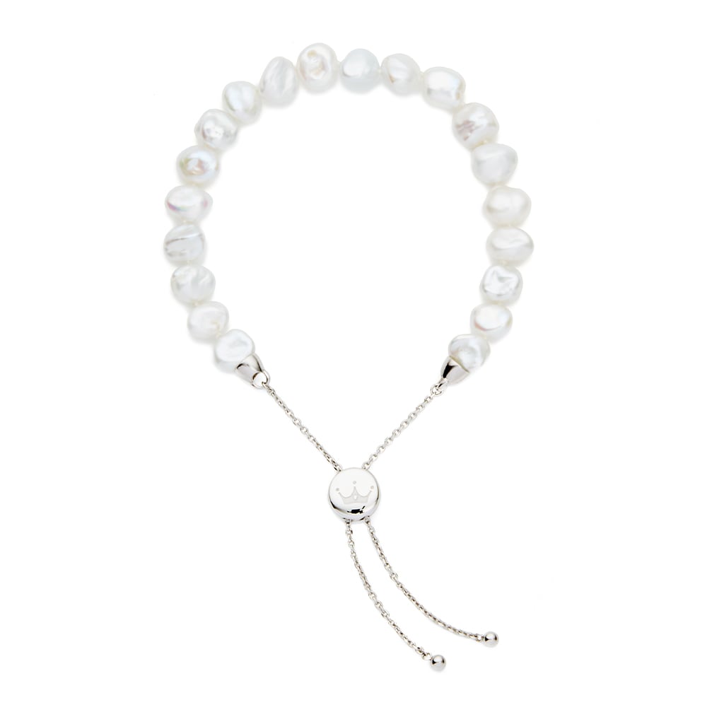 Freshwater Keshi Pearl bracelet on Silver Slider Chain