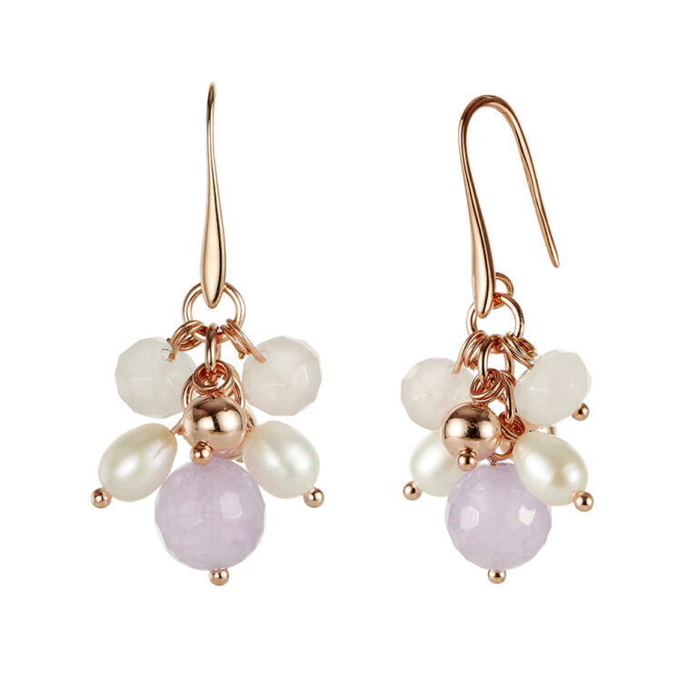 Isle of Wight Pearl - Joy Amethyst & Rose Quartz Pearl Drop Earrings