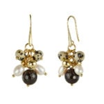 Joy Black Agate & Dalmatian Stone Pearl Drop Earrings
