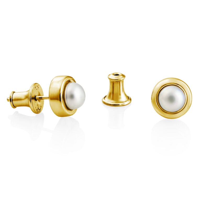 Alice Yellow Gold Pearl Studs