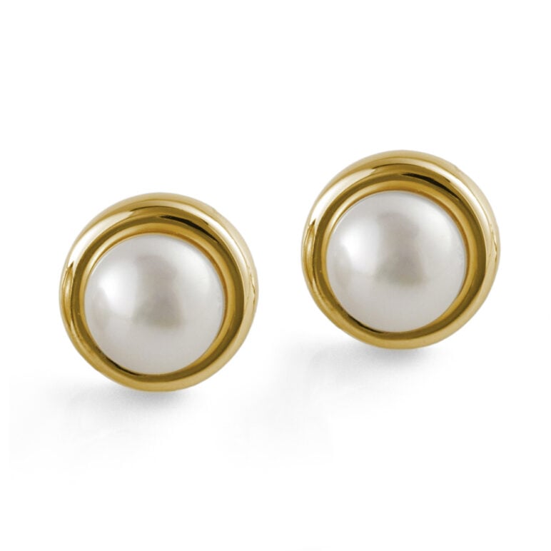 Alice Yellow Gold Large Pearl Studs