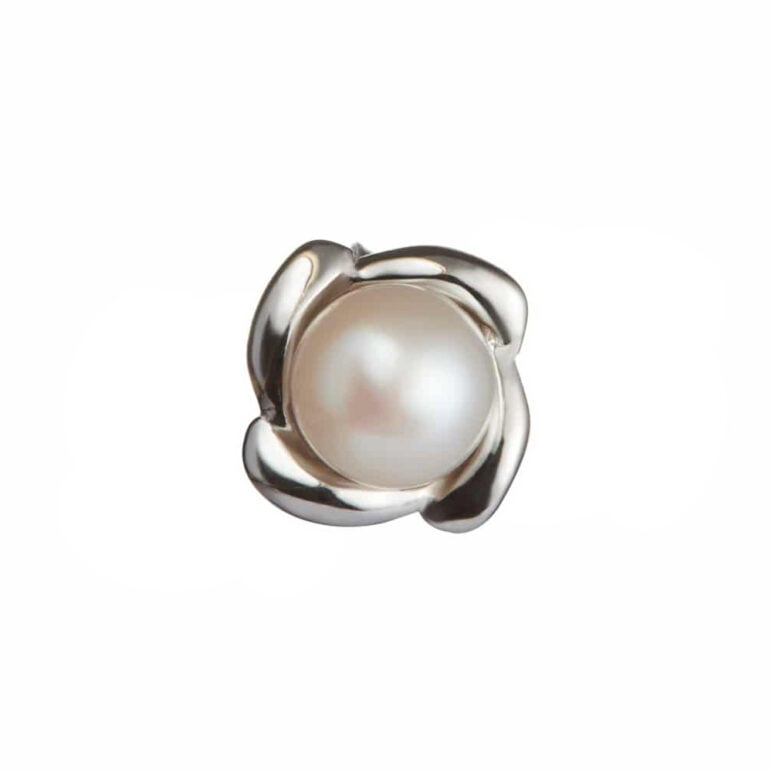 Aria Flower Pearl Silver Single Stud Earring