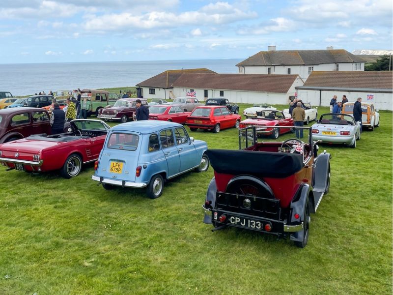 classic car show on the isle of wight cliff top location