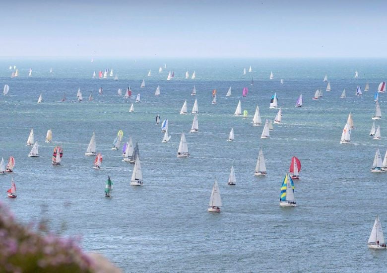 photo of all the boats at the round the island boat race