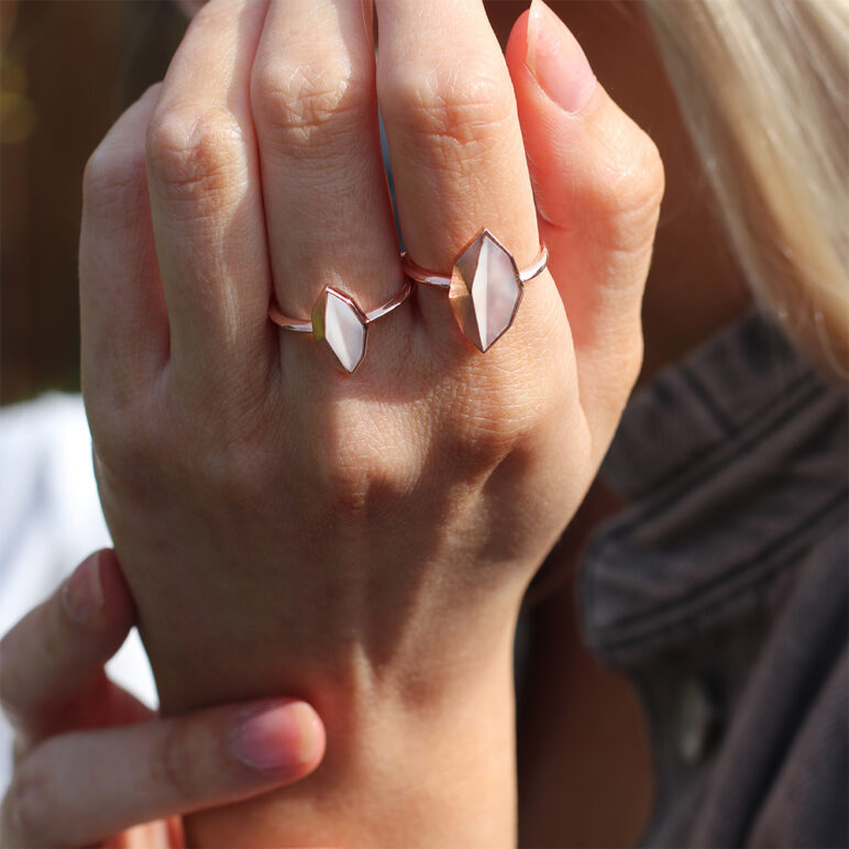 kyra rose gold large small pearl rings